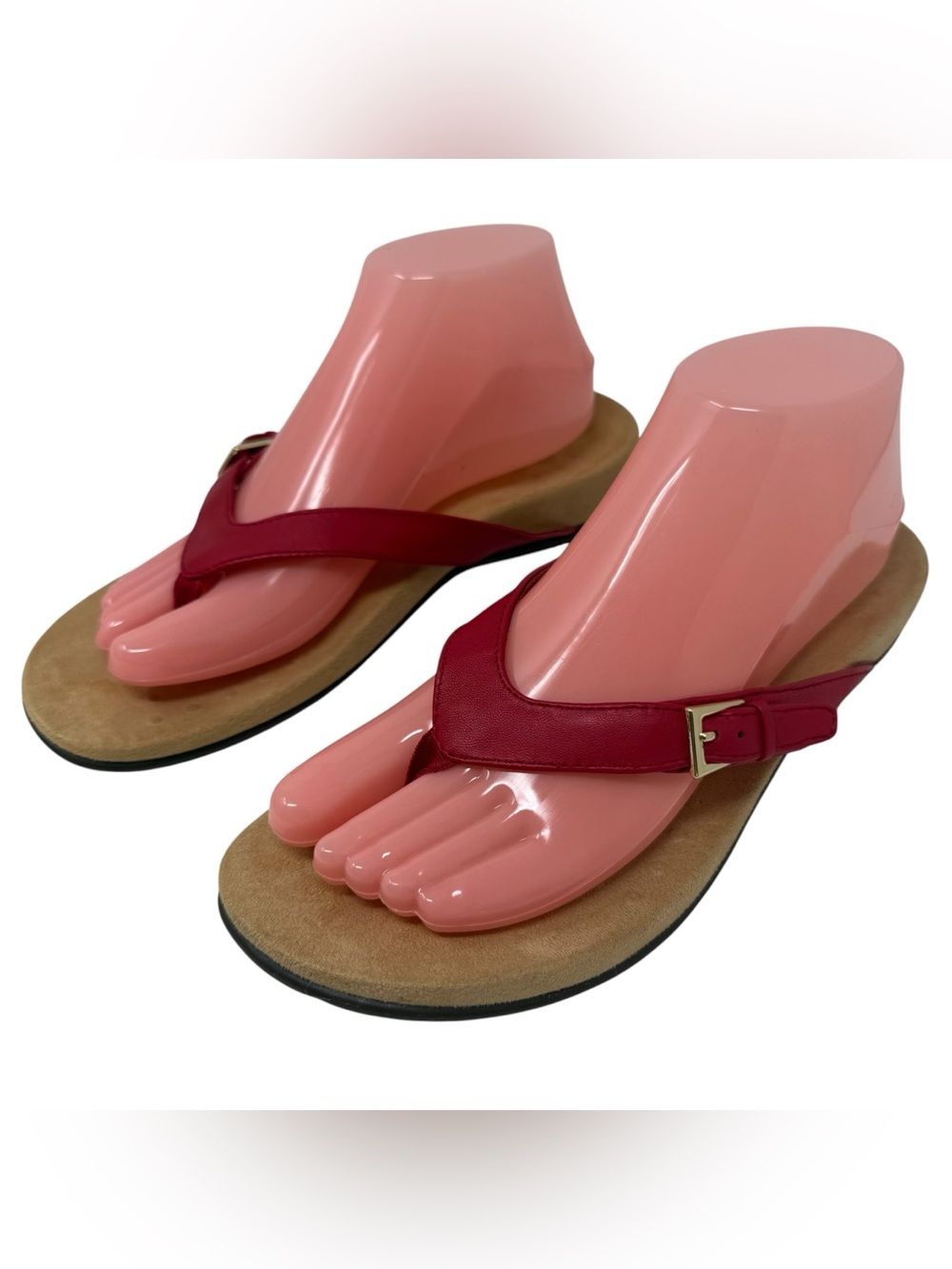 Vionic Kelby Women’s Size 8 Red  Leather Flip Flop comfort sandals shoes